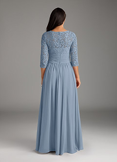 Azazie Olga Mother of the Bride Dresses Dusty Blue A-Line Lace Chiffon Dress image4