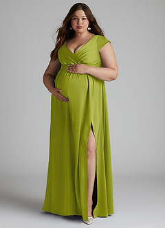 Azazie Allessia Maternity Bridesmaid Dresses A-Line Pleated Stretch Satin Floor-Length Dress image11