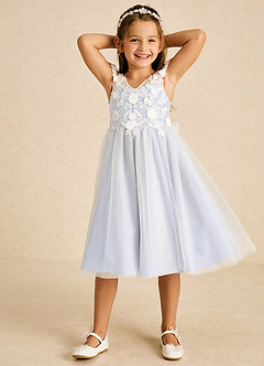 Azazie Sunnie Flower Girl Dresses Lavender A-Line Lace Tulle Dress image4