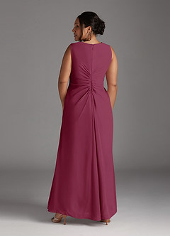 Azazie Manuella Mother of the Bride Dresses Mulberry A-Line V-Neck Pleated Chiffon Dress image5