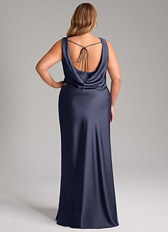 Azazie Rylina Robes de demoiselle d'honneur Robe Sirène en Satin extensible Bleu Orageux image8