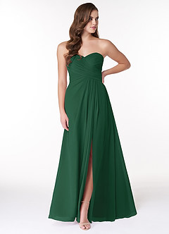 Azazie Arabella Allure Brautjungfernkleider Wandelbar A-Linie Herzausschnitt Chiffon Kleid Dunkelgrün image1