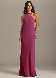 Azazie Doretta Bridesmaid Dresses Mulberry Mermaid Pleated Chiffon Dress image1