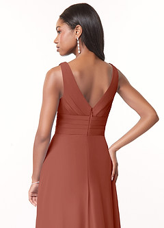 Azazie Julianna Robes de demoiselle d'honneur Robe Trapèze en Mousseline de soie Auburn image4