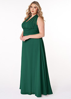 Azazie Fifi Bridesmaid Dresses Emerald A-Line Strapless Chiffon Convertible Dress image15