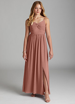 Azazie Zeya Junior Cedar Rose A-Line Chiffon Dress image3