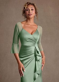 Azazie Nampa Abiti per la Madre della Sposa Abito Tubino in Maglia Plissettato Matcha image5