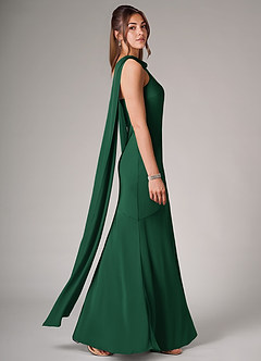 Azazie Kinsley Bridesmaid Dresses Dark Green Mermaid Side Slit Stretch Satin Dress image6