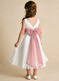 Azazie Margot Flower Girl Dresses Ivory Dusty Rose A-Line Pleated Chiffon Dress image5