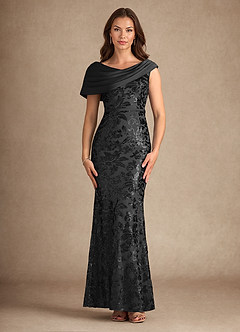 Azazie Marion Mother of the Bride Dresses Black Mermaid Sequins Dress image1