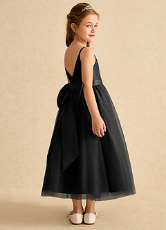 Azazie Patootie vestidos de niña de las flores Vestido de Negro de Tul de Corte En A con Tirante Espagueti image2