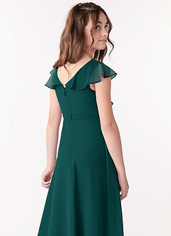 Azazie Posie Junior Peacock A-Line Ruched Chiffon Dress image5