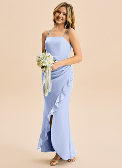 Azazie Buzzy Junior Osłona Pofałdowany Szyfon Długość podłogi Młodsza druhna Sukienka image3