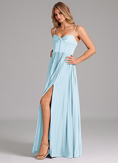 Azazie Akiko Bridesmaid Dresses Sky Blue A-Line Sweetheart Neckline Stretch Satin Dress image6