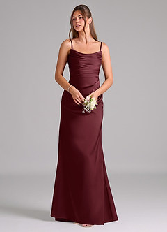 Azazie Lucille Bridesmaid Dresses Cabernet Mermaid Strapless Stretch Satin Convertible Dress image7