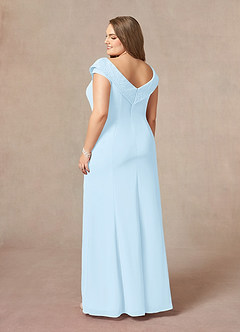 Azazie Cupid Mother of the Bride Dresses Sky Blue A-Line Boatneck Lace Chiffon Dress image9
