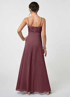 Azazie Sonya Junior Sangria A-Line Lace Chiffon Dress image2