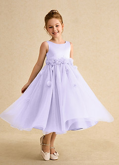 Azazie Lux Abiti da Ragazza di Fiori Abito A-Line in Tulle Perline Lilla image1