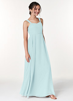 Azazie Simoan Junior Sea Glass A-Line Sweetheart Neckline Chiffon Dress image3