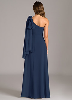 Azazie Tella Bridesmaid Dresses Dark Navy A-Line One Shoulder Chiffon Dress image7