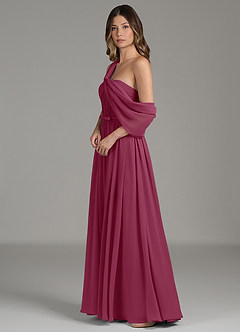 Azazie Nyah Abiti da Damigella Abito A-Line in Chiffon Spalle Scoperte Gelso image6
