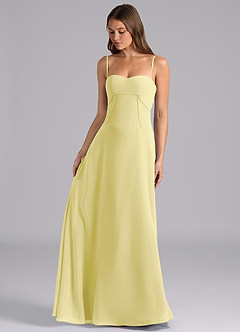 Azazie Valentine Abiti da Damigella Abito A-Line in Chiffon Corsetto Sorbetto Al Limone image3