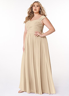Azazie Zapheira Bridesmaid Dresses Champagne A-Line Ruched Chiffon Dress image7