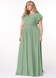 Azazie Daphne Modest brudtärna klänningar Klänning A-Line Volang Golvlängd Chiffong image8