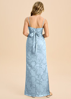 Azazie Mai Junior Sky Blue Sheath Pleated Floral Burnout Dress image2