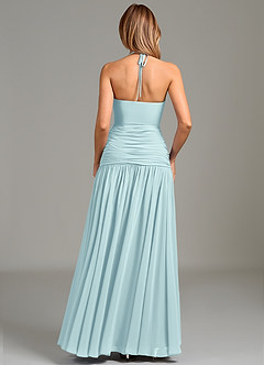 Azazie Vashti Bridesmaid Dresses Sea Glass A-Line Chiffon Dress image2