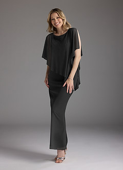 Azazie Aspyn Mother of the Bride Dresses Black Sheath Beaded Mesh Dress image6