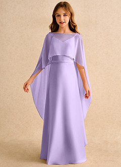 Azazie Fishie Girls Formal Flower Girl Dresses Lilac A-Line Matte Satin Dress image5