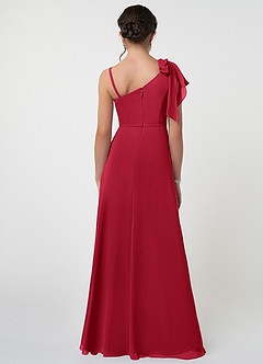 Azazie Aidy Junior Scarlet A-Line Bow Chiffon Dress image2