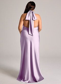 Azazie Velli Abiti da Damigella Abito Sirena in Raso Elasticizzato Collo Alto Lilla Glassato image9