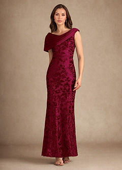Azazie Marion Mother of the Bride Dresses Burgundy Mermaid Sequins Dress image4
