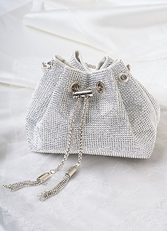 front Rhinestone Embellished Handle Bucket Bag