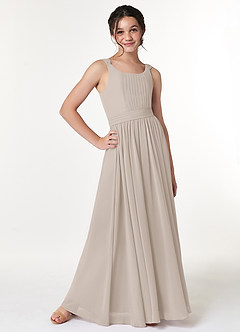Azazie Tiana A-Line Pleated Chiffon Floor-Length Junior Bridesmaid Dress image4