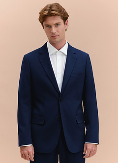 front James Blue Structured Stretch Suit Jacket