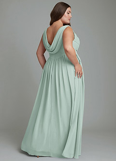 Azazie Novi Bridesmaid Dresses Agave A-Line Pleated Chiffon Dress image8