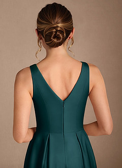Azazie Fulton Mother of the Bride Dresses Pine A-Line Pleated Stretch Satin Dress image6