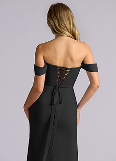 Azazie Heidi Brudtärnklänningar Klä av Sjöjungfru i Chiffong Korsett Svart image2