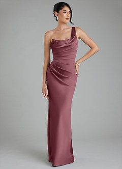 Azazie Sabrina Bridesmaid Dresses Desert Rose Mermaid Corset Stretch Satin Dress image7