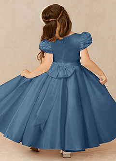 Azazie Jewel Flower Girl Dresses Twilight Ball-Gown Pleated Matte Satin Dress image2