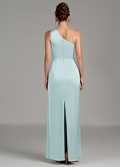 Azazie Zahira Bridesmaid Dresses Mist Sheath One Shoulder Stretch Satin Dress image2