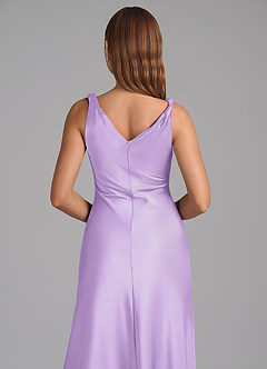 Azazie Nerine Jurken voor bruidsmeisjes Jurk van Stretch Satijn met A-Lijn Geplooid Lila image2