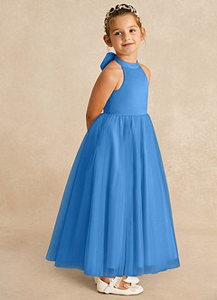 Azazie Bev Flower Girl Dresses Blue Jay A-Line Convertible Tulle Dress image8