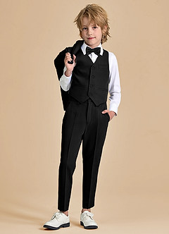 front Oliver Niños Negro Traje de 5 piezas