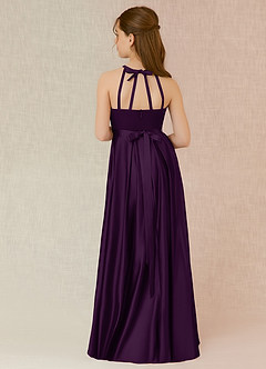 Azazie Arianthe Junior Grape A-Line with Pockets Stretch Satin Dress image2