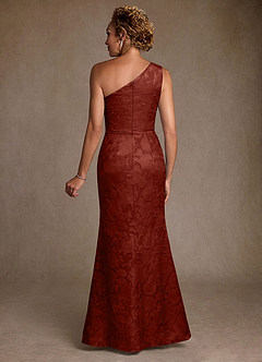 Azazie Joylin Mother of the Bride Dresses Terracotta Trumpet One Shoulder Floral Burnout Dress image2