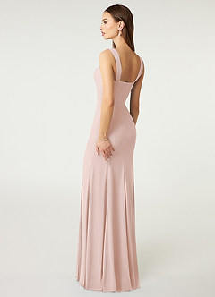 Azazie Alara Bridesmaid Dresses Blushing Pink Sheath Side Slit Stretch Chiffon Dress image5